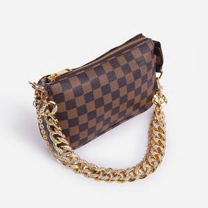 Dej Checkered Chain Shoulder Bag