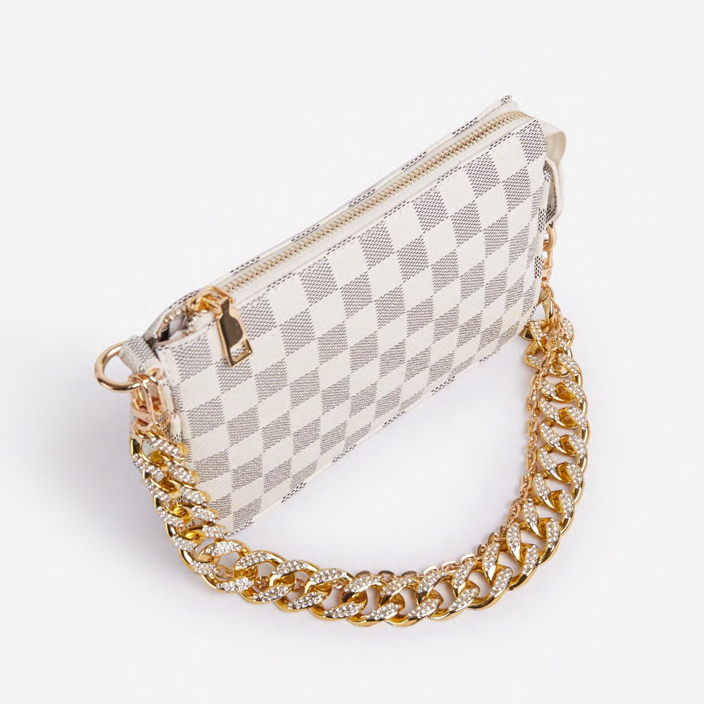 Dej Checkered Chain Shoulder Bag